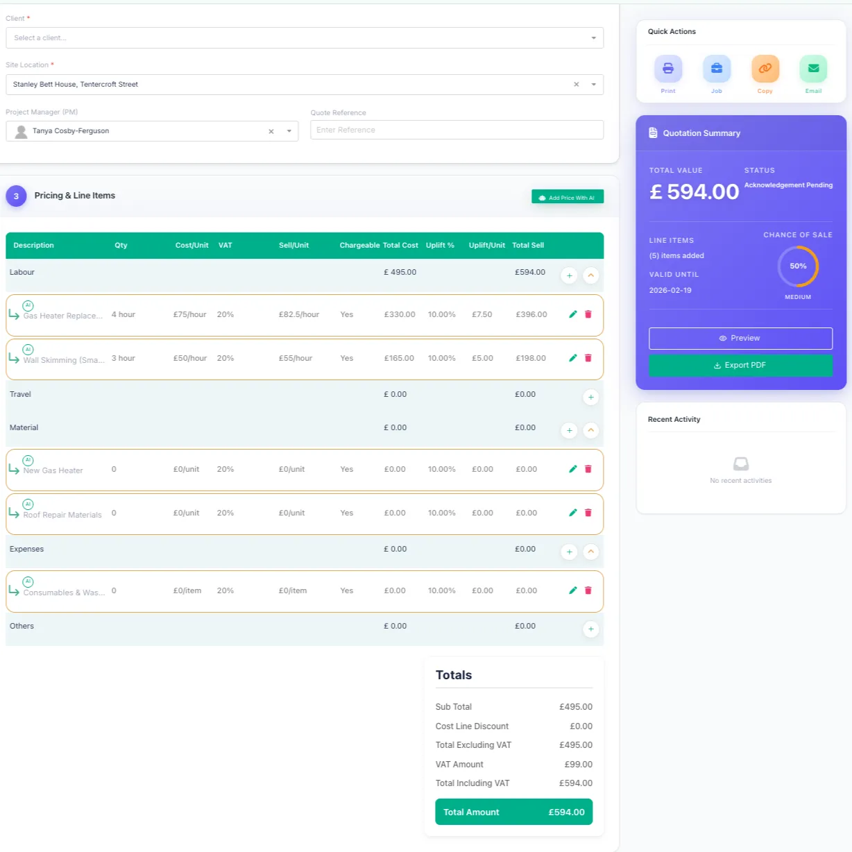 AI-assisted quoting to win more work