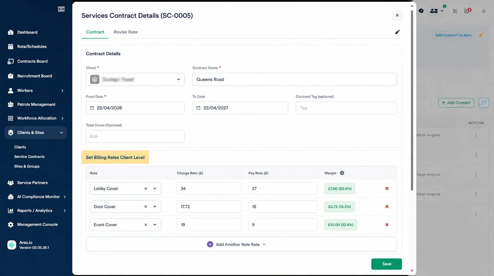 Service contract detail