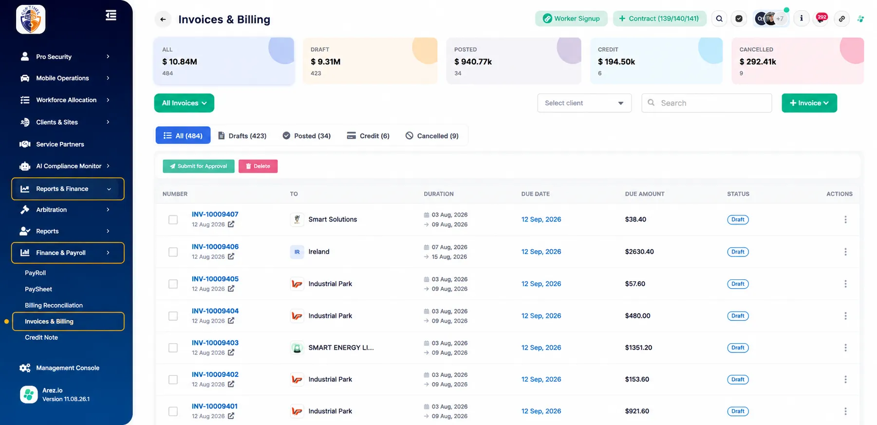 Open Invoices & Billing