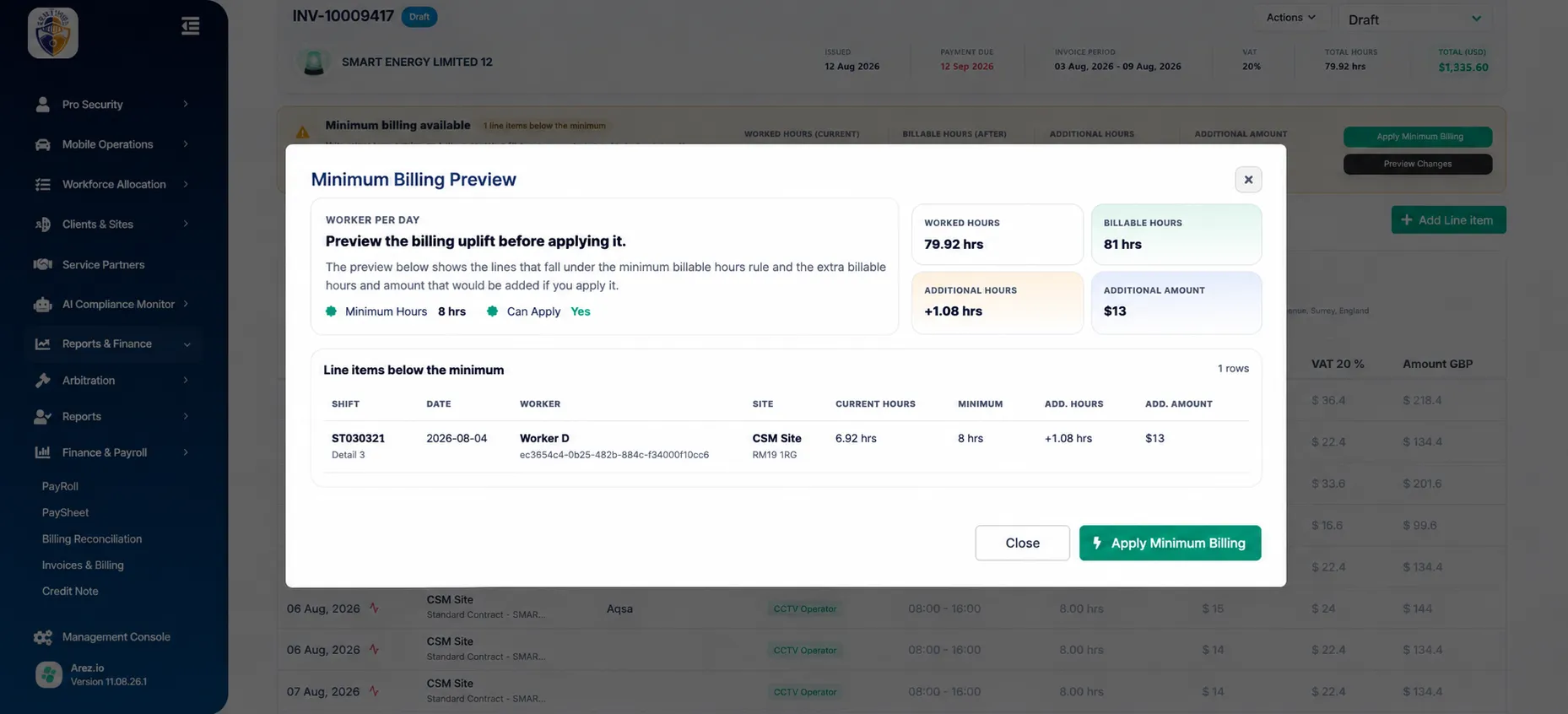 Understanding the Minimum Billing Preview